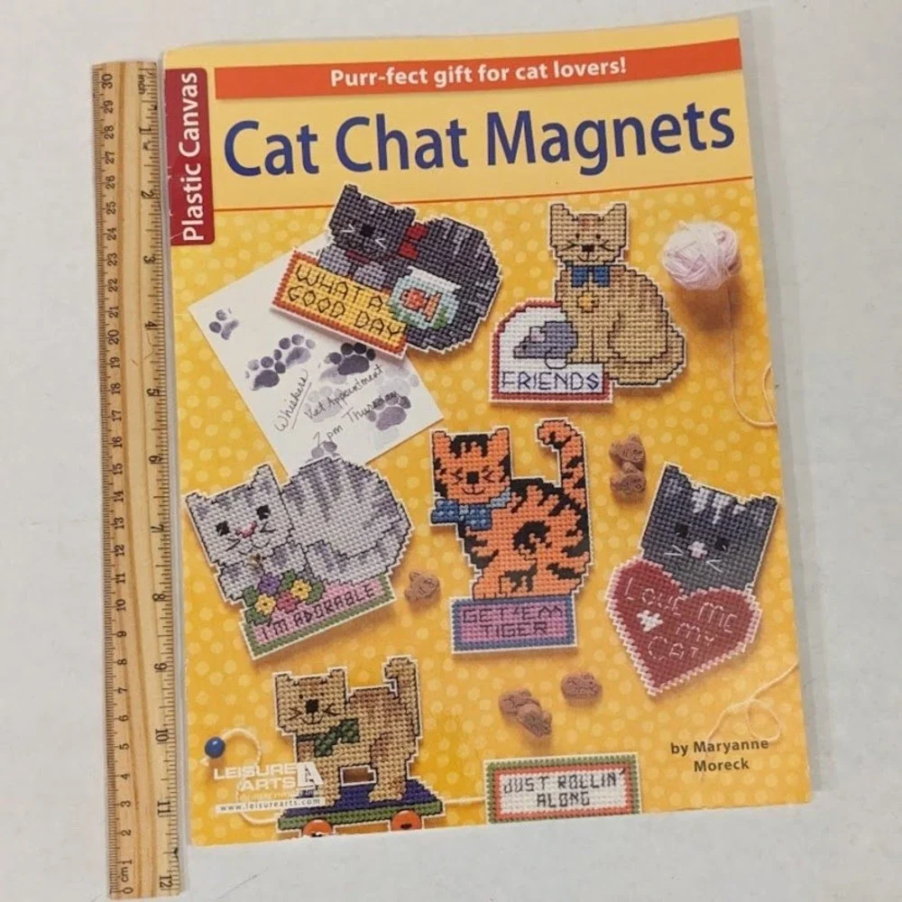 Leisure Arts Cat Chat Magnets Plastic Canvas Pattern Booklet Maryanne Moreck